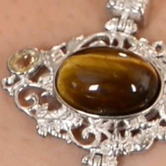 Tiger's Eye and Multi-Gemston Toggle Bracelet - Picture 6 of 7